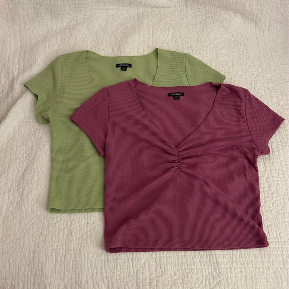 Two V neck crop tops